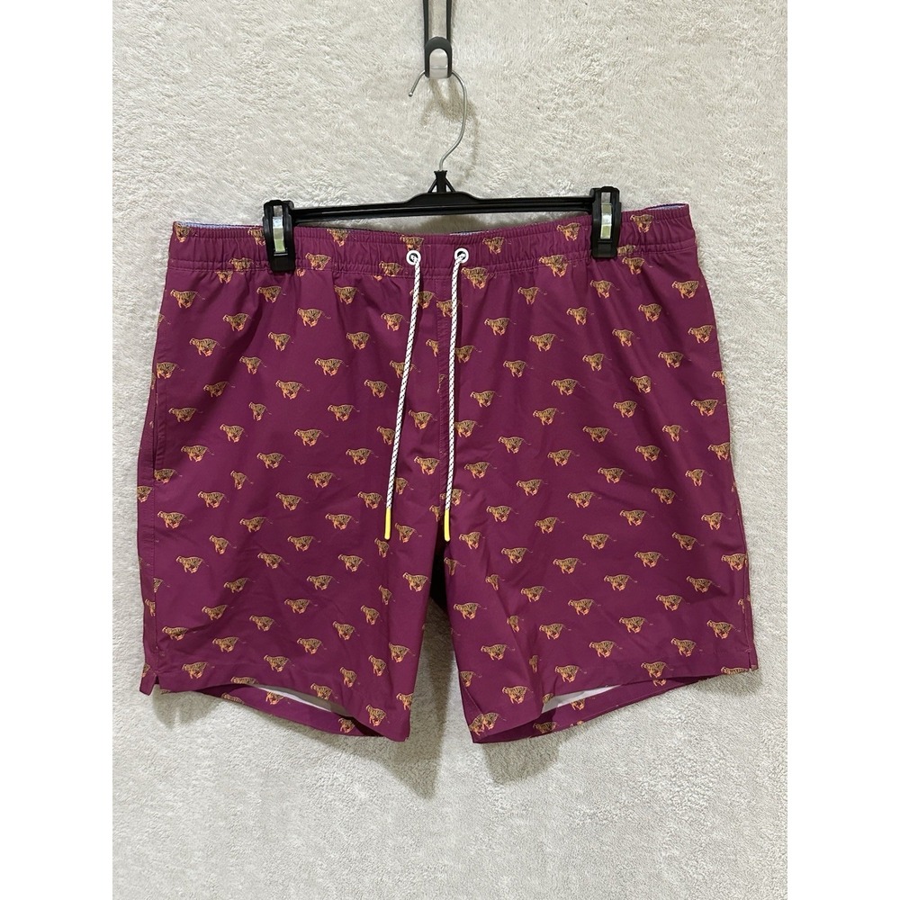 Bonobos‎ Riviera Tiger Sprint Print Swim Trunks Mens Large 7" Inseam Purple